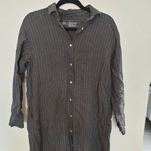 Muji Linen blend button down shirt dress Size M